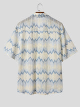 Men's Colorblock Texture Short Sleeve Shirt SKUL23775