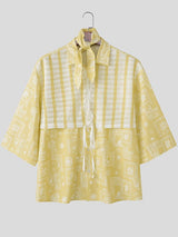 Men's Striped Lace Print Half Sleeve Shirt SKUL39409