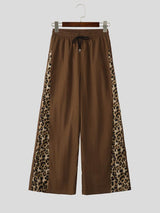Men's Y2K Streetwear Leopard Print Side Stripe Oversized Baggy Track Pant SKUL69082