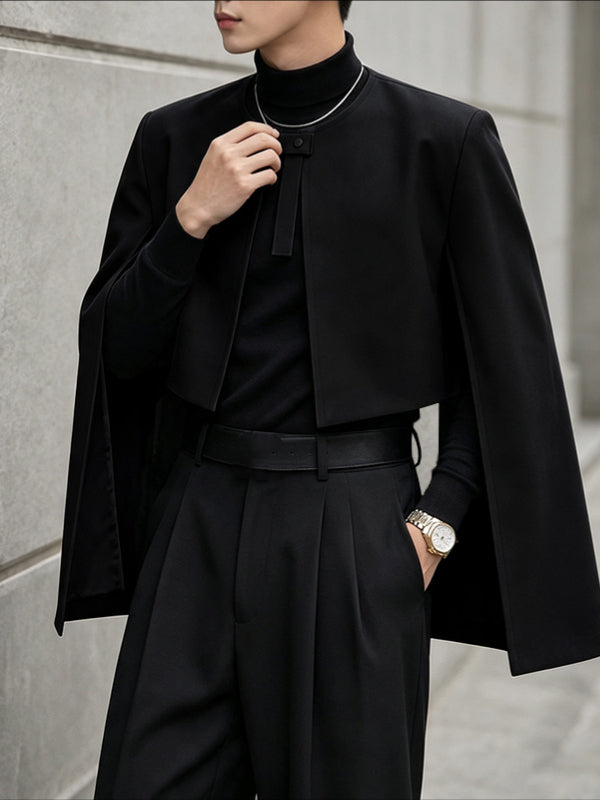 Men's Avant-Garde Aristocratic Cropped Cape Blazer SKUL79659