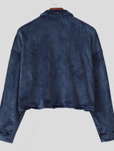 Men's Plush Color Block Long Sleeve Shirt SKUL40161