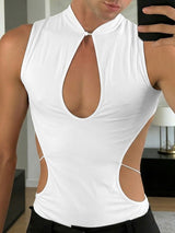 Men's Avant-Garde Keyhole Front Cut Out Mock Neck Tank SKUL67051