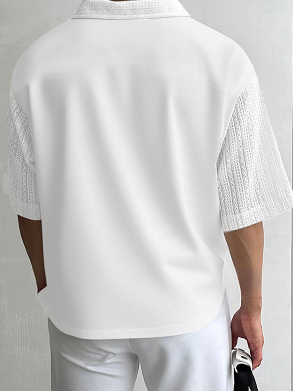 Men's Knit Hollow Short Sleeve Shirt SKUL04301