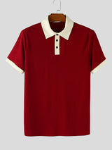 Mens Minimalist Textured Colorblock Short-Sleeve Shirt SKUL17045