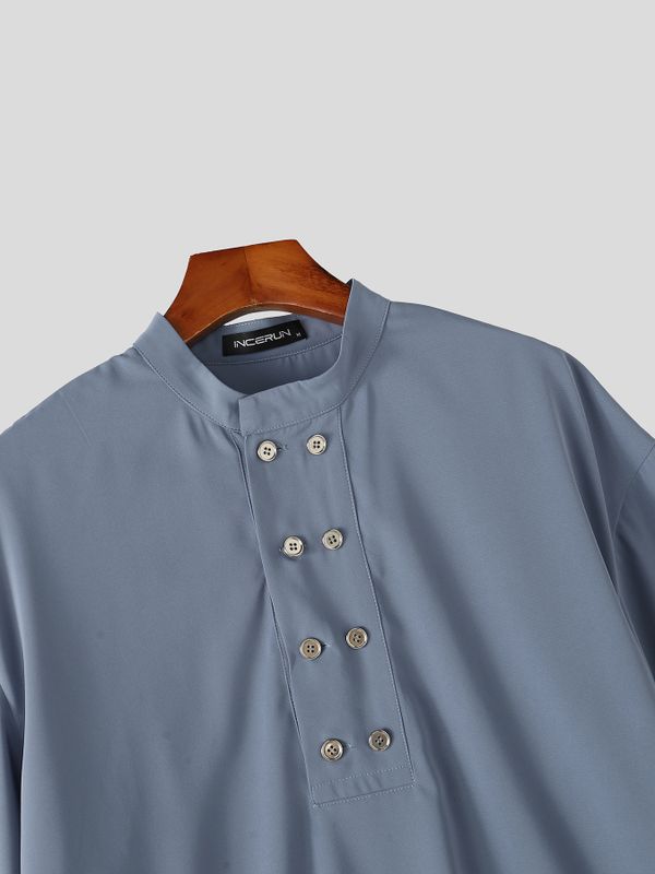 Men's Elevated Resort Wear Neo-Traditional Double-Breasted Two Pieces Outfit SKUL79743