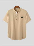 Mens Solid Half Button Cotton Henley Shirt SKUK07327