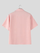 Men's Casual Minimalist Print Moon and Floral Short Sleeve Shirt SKUL74814