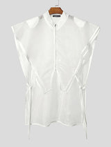 Men's Asymmetric Cutout Strap Stand Collar Cropped Waistcoat SKUL54771