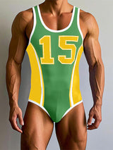 Men's Colorblock Number Print Bodysuit SKUL21173