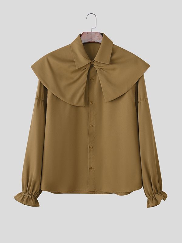 Men's Solid Color Layered Long Sleeve Shirt SKUL41159