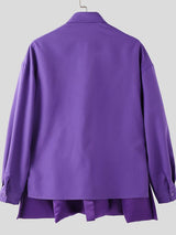 Men's Satin Patchwork Long Sleeve Shirt SKUL38537