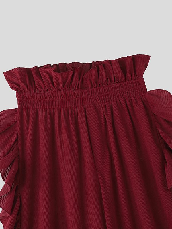 Men's Ruffled Patchwork High Waist Casual Pant SKUL29562