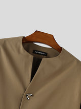 Men's Solid Color Loose Padded Shoulder Long Sleeve Blazer SKUL30806