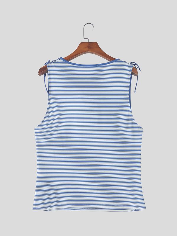 Men's High Street Striped Cowl Neck Shoulder Tie Tank SKUL66113