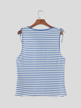 Men's High Street Striped Cowl Neck Shoulder Tie Tank SKUL66113