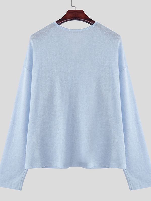 Men's Solid Color Sheer Long Sleeve T-Shirt SKUL40234