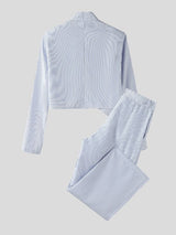 Men's Striped Cropped Casual Two Pieces Outfit SKUL33058