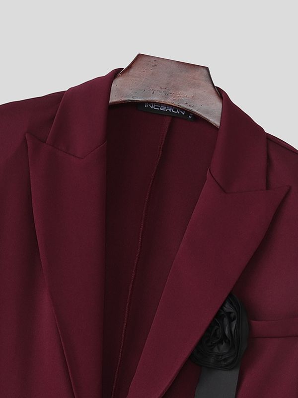 Men's 3D Floral Embellished Cropped Long Sleeve Blazer SKUL45389