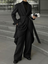 Men's Solid Color Long Hem Tie Two Pieces Outfit SKUL32861