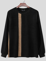 Men's Striped Contrast Color Cut Out Long Sleeve T-shirt SKUL46556