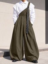 Men's Avant-Garde Deconstructed Asymmetric One-Shoulder Suspender High-Waist Jumpsuit SKUL73642