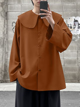 Men's Solid Color Lapel Long Sleeve Shirt SKUL45127