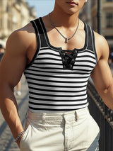 Men's Stripe Contrast Color Casual Tank SKUL47888