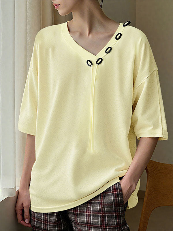 Men's Minimalist Drawstring Short Sleeve T-Shirt SKUL18017