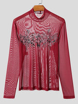 Men's Dark Style Print Sheer Long Sleeve T-shirt SKUL50521