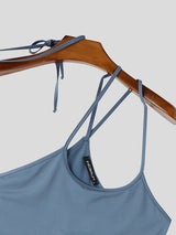 Men's Avant-Garde Asymmetrical Cutout One Sleeve Strappy Cropped Tank SKUL70309