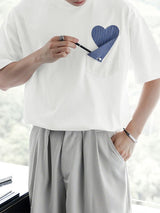 Men's Heart Patch Pocket Short Sleeve T-Shirt SKUL38086
