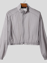 Men's Lightweight Semi Sheer Cropped Long Sleeve Jacket SKUL46175