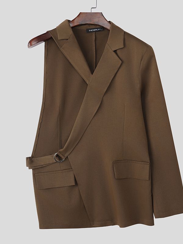 Men's Deconstructed One Shoulder Long Sleeve Blazer SKUL45018