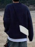 Mens Solid V-Neck Plush Pullover Sweater SKUK39281
