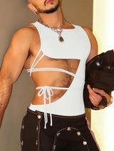 Men's Deconstructed Cut Out Tie Tank SKUL57166