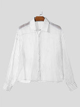 Mens Sheer Striped Long Sleeve Shirt SKUL09387