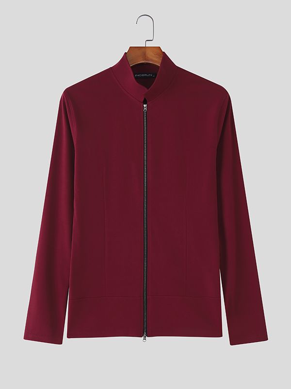 Men's Casual Minimalist Double Zipper Long Sleeve Cardigan SKUL46228