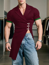 Men's Knit Hollow Out Irregular Short Sleeve Cardigan SKUL25767