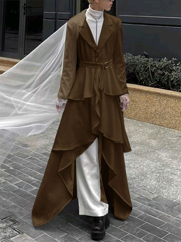 Men's Ruffled Patchwork Casual Long Sleeve Blazer SKUL29594