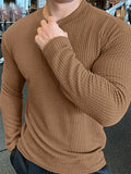 Mens Solid Texture Casual Long Sleeve T-Shirt SKUK34750