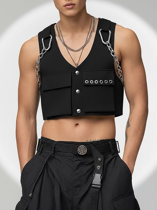 Men's Deconstructed Chain Casual Waistcoat SKUL40294