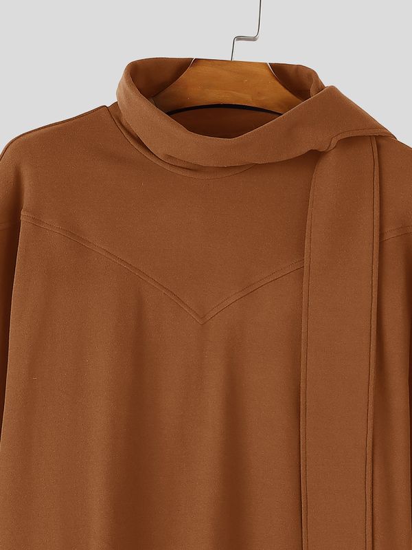 Men's Early Autumn Urban Casual Integrated Attached Scarf Kimono Long Sleeve Scarf Collar Cloak SKUL82408