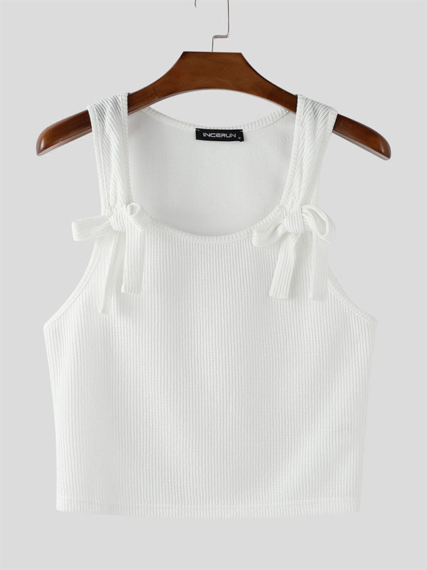 Men's Textured Bow Tie Cropped Tank SKUL21054