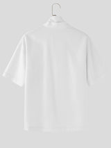 Mens Solid Color Textured Short Sleeve Shirt SKUL17922