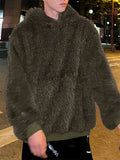 Mens Fleece Solid Casual Long Sleeve Hoodie SKUK43286