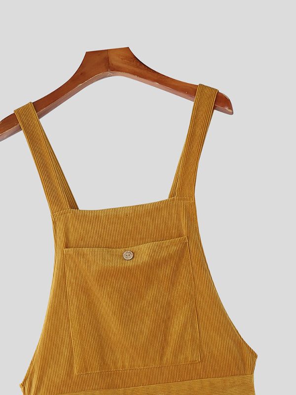 Men's Corduroy Ribbon Casual Jumpsuit SKUL30296