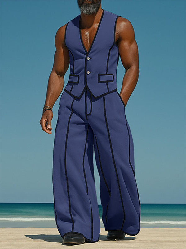 Men's Bold Stripe Colorblock Casual Two Pieces Outfit SKUL24960