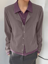 Men's Faux Two Piece Contrast Long Sleeve Cardigan SKUL50090