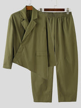 Men's Solid Color Casual Two Pieces Outfit SKUL35380