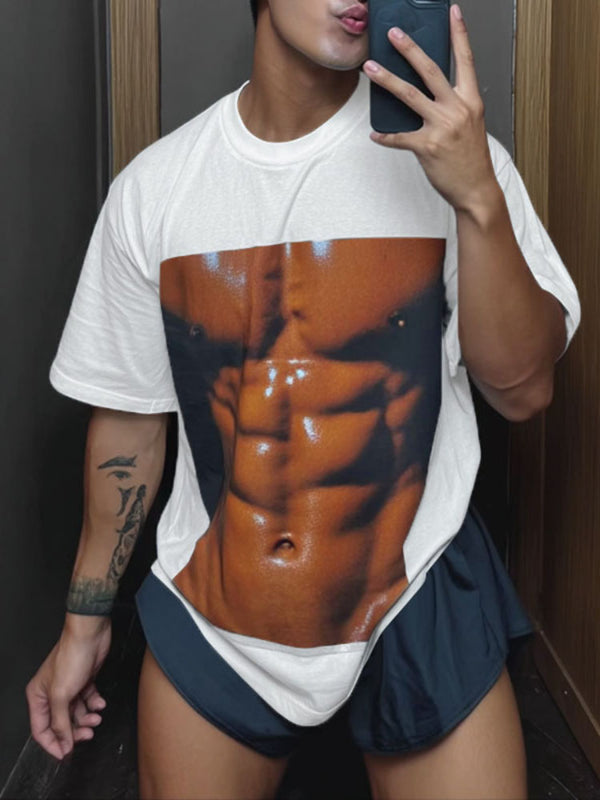 Men's Muscle Print Crew Neck Short Sleeve T-Shirt SKUL18648